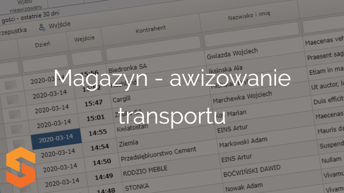 rezerwacja okien czasowych,magazyn - awizowanie transportu