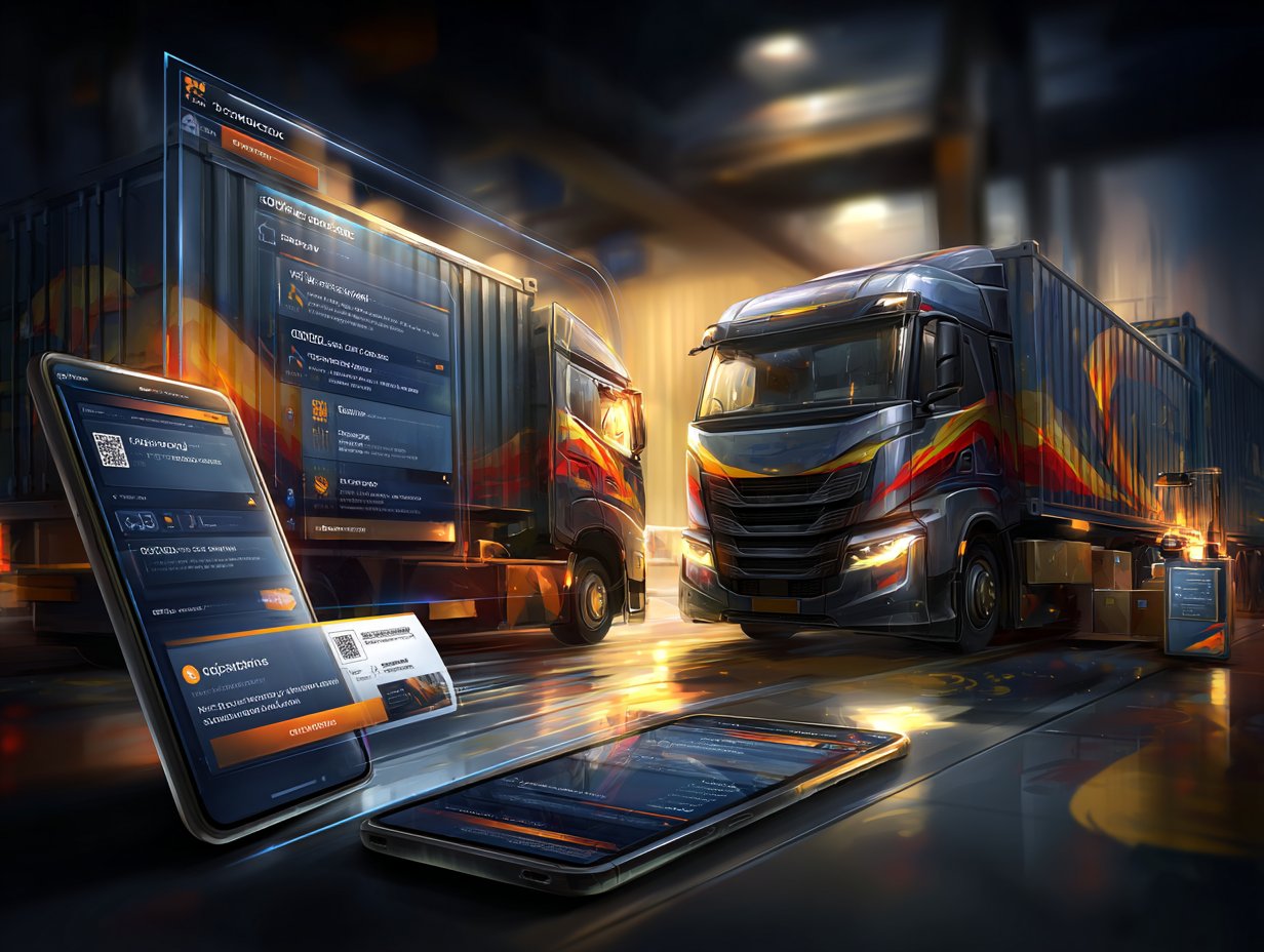 Nowoczesny system okien czasowych VSS.net zintegrowany z urządzeniami mobilnymi wspierający zarządzanie ruchem ciężarówek na terenie zakładu.